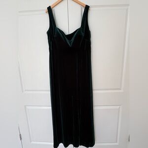 Jenny Yoo Marva Velvet Gown size 24 Emerald Green Square Neck Sleeveless Slit
